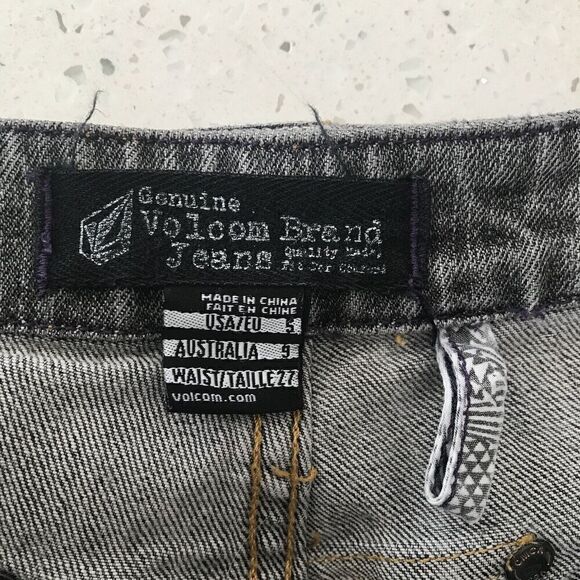 Volcom Womens Slim Straight Jeans Size 5 Gray Low Rise Stretch Denim Distressed - Picture 5 of 8